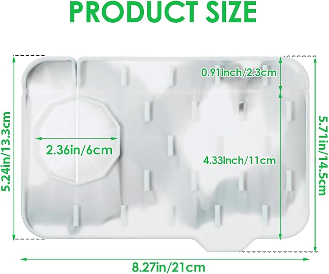 Dimeho Sink Faucet Splash Guard Mat Silicone Soap Dish Pad Faucet Handle Drip Catch Sponge Holder Sink Protector Trays for Bathroom Kitchen Countertop Gadgets Accessories 8.3 x 5.7 Inch (Marble) - Image 3