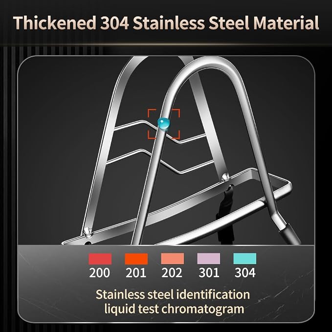 Cutting Board Rack Holder Stand - 304 Stainless Steel Chopping Board Organizer, Pan Rack with Stable Triangle Design, Stainless Steel Cutting Board Hold for Countertop Space Saving - Image 4
