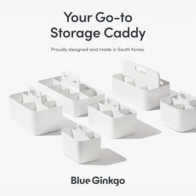 BLUE GINKGO Stackable Organizer Caddy, Square, Pink, Made in Korea | Portable. Adjustable. Home, Office & School Storage. - Image 6