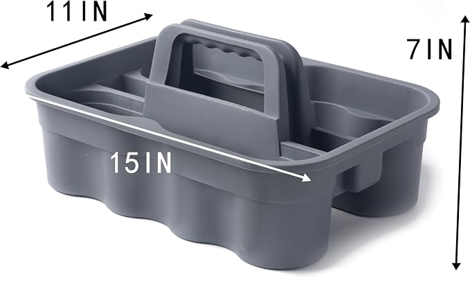 Matthew Large Plastic Tote Tool & Deluxe Supply Cleaning Caddy with Handle Portable Shower Basket Storage Caddy for Cleaning Products Organizer,Take-Out Coffee/Soft Drink,Bath Multi Use - Gray - Image 2