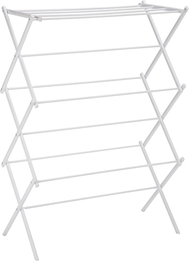 Amazon Basics Foldable Portable Clothes Drying Rack for Indoor Air Drying, Collapsible Design, 14.5" D x 29.5" W x 41.8" H, White by AmazonBasics