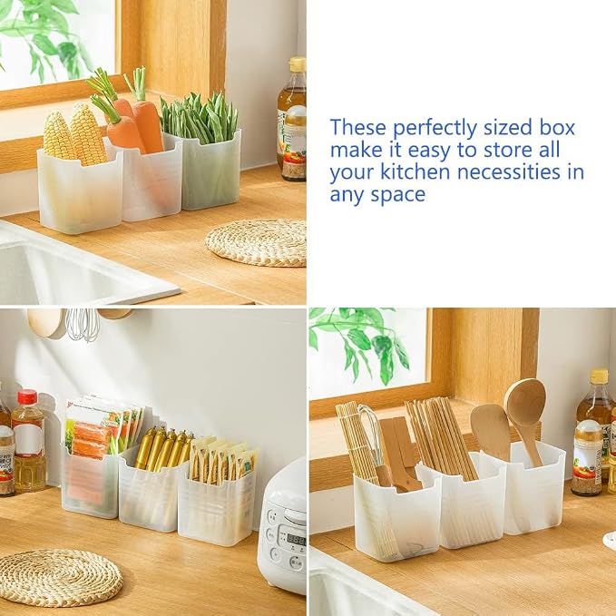 Refrigerator Organizer Box, Fridge Side Door Storage Containers Plastic Translucent Pack of 6 - Image 5