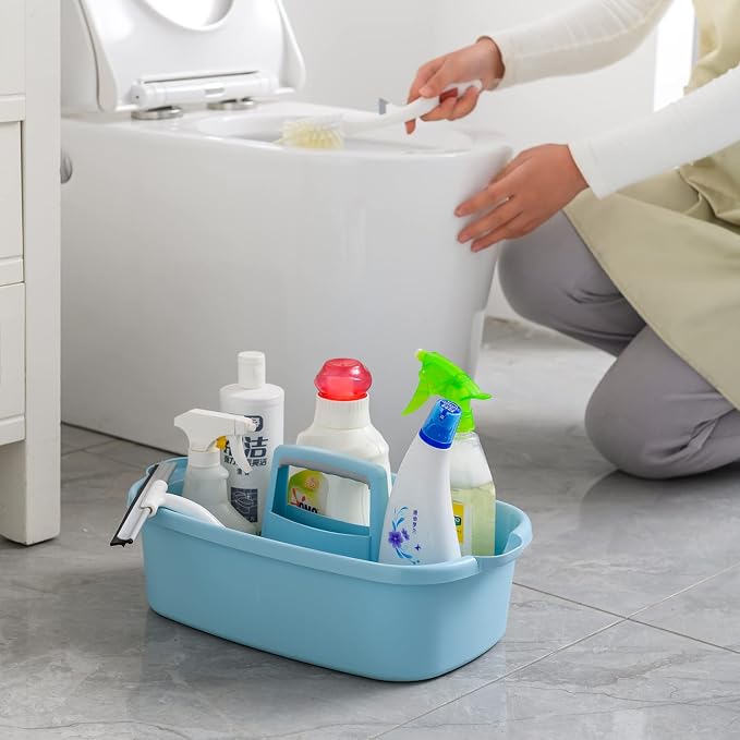 Large Cleaning Supplies Caddy with Handle, Plastic Storage Bucket Organizer for Cleaning Products, Shower Caddy Basket for Car, Dorm, Bathroom, Garden, Kitchen -White - Image 5
