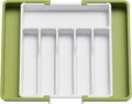 Lifewit Extra Large Silverware Drawer Organizer, Expandable Utensil Tray | BPA Free Flatware Cutlery Holder for Kitchen, Adjustable Plastic Storage for Spoons Forks Knives, 13-22 x15, Green&White by Lifewit