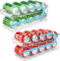 2 Packs FIFO Rolling Soda Can Organizer for Fridge, Holds 10 Cans | Pop Can Organizer for Drink Beer Seltzer Soda Can Dispenser for Refrigerator 11.15oz 12oz Can Holder Storage Pantry Container by BingoHive