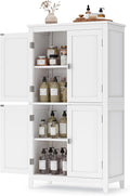 SONGMICS HOME Freestanding Storage Cabinet, Floor Cabinet with Elevated Legs, Metal Handles, for Living Room, Kitchen, Bathroom, White by SONGMICSHOME