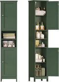 67" Tall Bathroom Cabinet with Adjustable Shelves and Doors, Narrow Bathroom Storage Cabinet for Small Space, Living Room, Entryway, Kitchen, Green by TEENFON