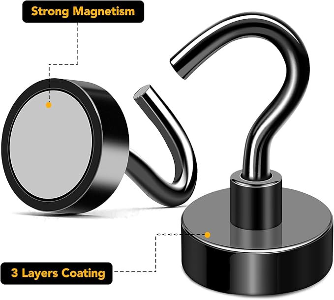 Magnetic Hooks for Cruise Cabins, 30LBS+, 25 Pack, Black | Cruise Essentials 2026, Heavy Duty Magnets Hooks for Refrigerator, Storage, Grill, Hanging and Kitchen - Image 5