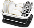 Masirs Pop-Up Collapsible Dish Drying Rack: Convenient Storage, Drains into Sink, Eight Large Plate Capacity, Sectional Cutlery and Utensil Compartment. Compact and Portable Design. by Masirs