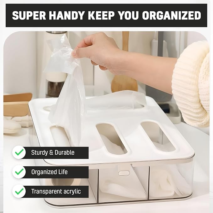 HIMUS Food Storage Bag Organizer - 4 in 1 Plastic Baggie Organizer for Drawer | Compatible with Sandwich, Snack, Gallon, Quart & Slider | Plastic Bag Organizers Kitchen Storage| Wall & Drawer Mount - Image 7