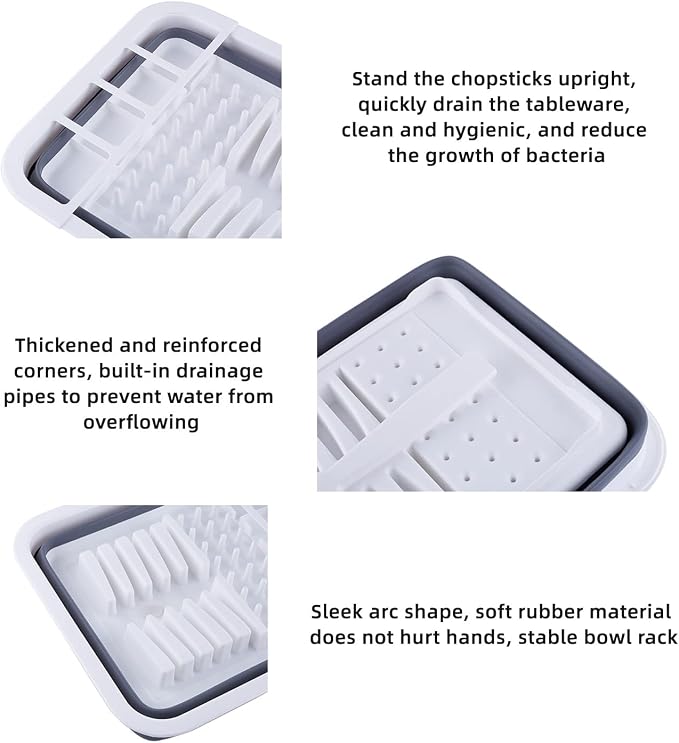 THANSTAR Collapsible Dish Drainer Portable Dinnerware Drainer Organizer for Kitchen RV Campers Travel Trailer Space Saving Kitchen Storage Tray - Image 6