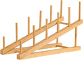 Plate Stands For Display, Wooden Plate Rack Dish Stand Holder | 5-Tier Display Stand for Book, Art Print, Puzzle, Cutting Board, Pot Lid Rack and Kitchen Cabinet Organizer (1 Pack) by SRYESA