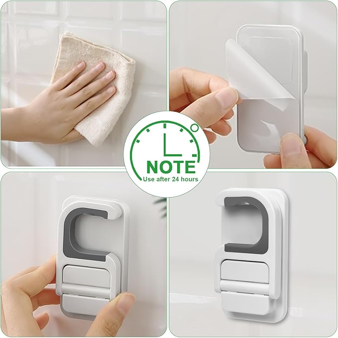 6 pack Broom Holder Wall Mount Mop Holder Broom and Mop Gripper Self Adhesive Peel and Stick Anti-Slip Mop Handle Hanger Household Cleaning Organizer, Holds up to 6 lb - Image 8