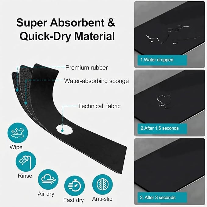 33 Lx5.5 W Long Kitchen Sink Faucet Mat: Customizable Black Splash Guard with Pre-Cut Center Hole for Large Double bowl Sink, DIY to Fits irregular & 2, 3, 4 hole sinks with Soap Dispenser & Air Gap - Image 6