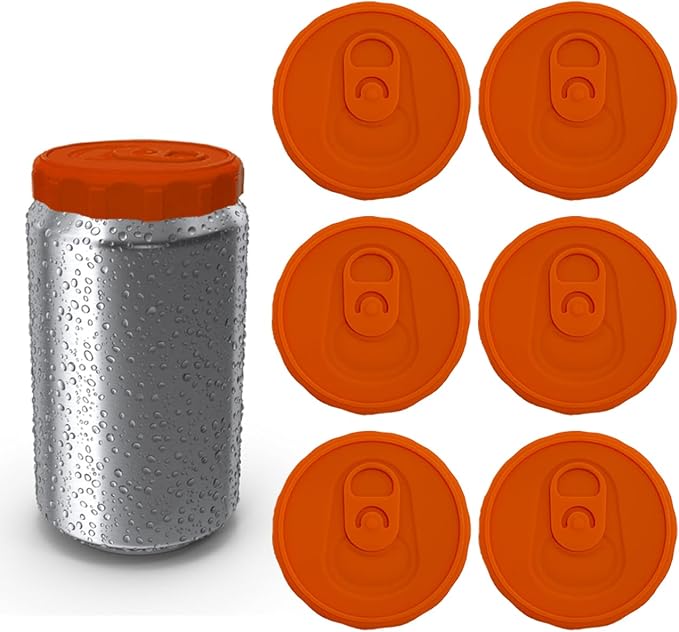 Silicone Soda Can Lids, 6 Pack Reusable Silicone Can Covers, Can Stopper or Protector For Soda, Beer, Drink, Juice, Coke, Beverage, Fits Standard Cans by Hoimoto