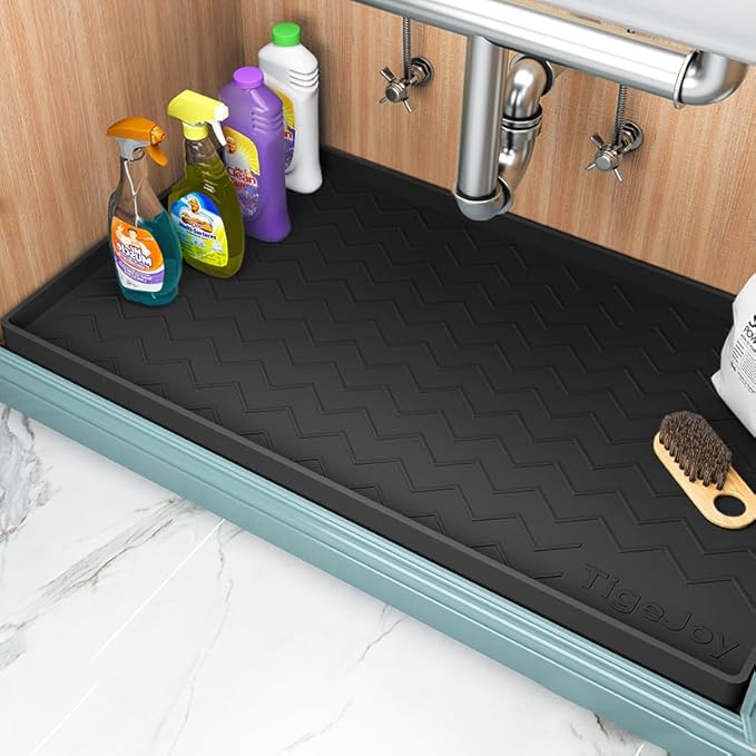 TigeJoy Under Sink Mats for Kitchen Waterproof 37" x 22", Cabinet Liner | Leak-Proof Silicone Mat Sink Protector, Kitchen Essentials Organizer and Storage,Boot or Shoe Tray, Pet Feeding Mat by TigeJoy