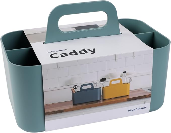 BLUE GINKGO Stackable Organizer Caddy, Rectangle, Green, Made in Korea | Portable. Adjustable. Home, Office & School Storage. by BLUEGINKGO