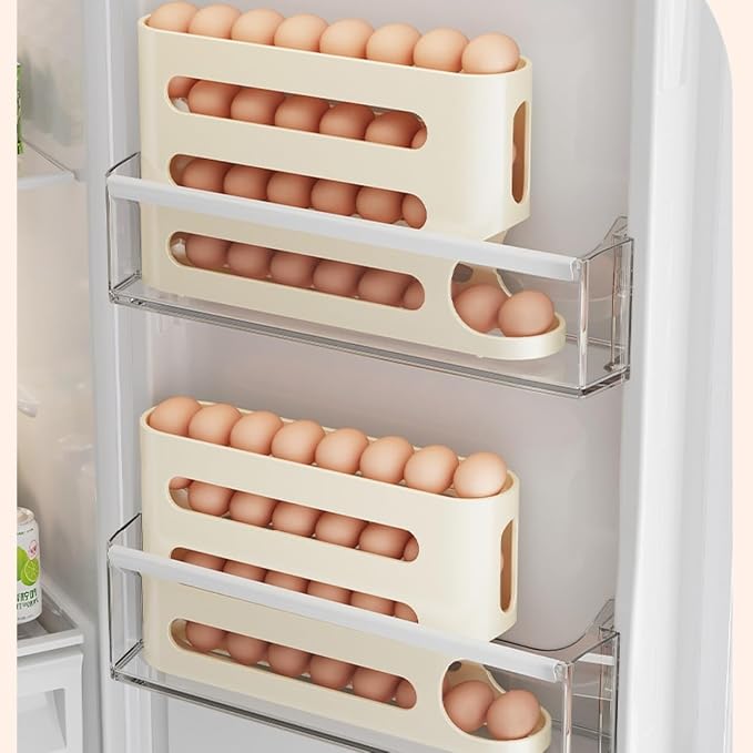 Egg Holder for Fridge, Egg container for refrigerator, Space-Saving Automatic Rolling Eggs Dispenser, 4 Tiers Fridge Egg Rack for Refrigerator Holds up to 30 pcs - Image 8