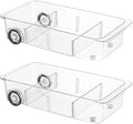 Roll-Out Refrigerator Organizers and Storage, 2 Pack Drawer Fridge Bins | Silicone Wheels, Adjustable Dividers, Thick Clear PET, Built-In Handle, for Fridge, Pantry, Bathroom & Kitchen Organization by Attelite