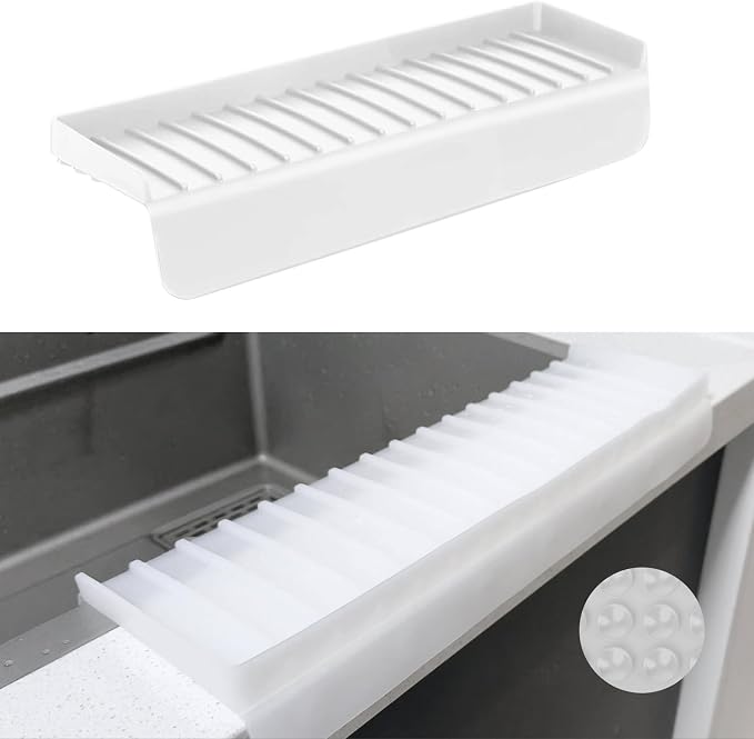Silicone Sink Edge Protectors - Multifunction Accessories, Splash Guard & Draining Mat for Kitchen, Bathroom Sink, Steel, Granite, Quartz Countertops (Transparent, 4 * 14in) by Unknown