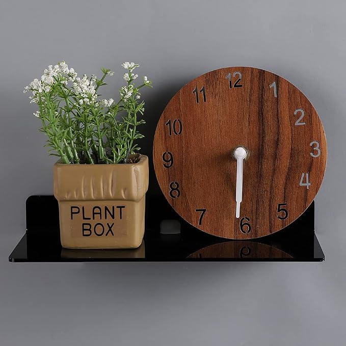 4 PCS Small Acrylic Floating Wall Shelves,9 Inch Adhesive Display Shelf for Nintendo Switch/Smart Speaker/Security Cameras/Action Figures,No Damage Expand Wall Space,Black - Image 5