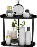 FLE Corner Bathroom Counter Organizer, Bathroom Organizer Countertop Black | 2 Tier Corner Shelf, Tabletop Mount,Waterproof Solid Shelf Fits Bathroom Toiletries and Kitchen Condiment Storage by FLE