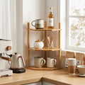 3-Tier Bamboo Corner Shelf,Kitchen Countertop Organizer,Corner Countertop Organizer Shelf, Coffee Bar Organizer,Coffee Bar Accessories,for Kitchen, Pantry, Organizers and Storage by WooFawn