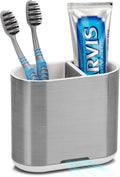Toothbrush Holders Toothpaste Organizer for Bathrooms, Sliver, Small | 2 Slots, Easy to Clean, Plastic, Kids Electric Toothbrush, Drainage, Removable, For Bathroom, Vanity, Kitchen Sink, Office by Chintu
