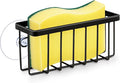 HLOOL Kitchen Sink Sponge Holder, Kitchen Sink Caddy, Sponge Holder for Kitchen Sink Suction, Dish Soap Holder (Black) by HLOOL