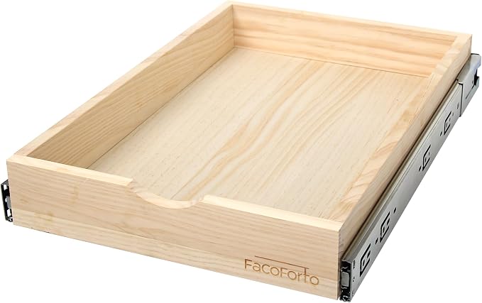 Kitchen Cabinet Organizer, Fully Assembled Drawer Wood Pull Out Tray Drawer Box Cabinet Slide Out Shelve, Wooden Pull-Out Shelf (W15''×D21''×H3'') by Unknown