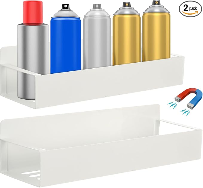 2 Pcs Magnetic Aerosol Spray Can Holder, Magnet Toolbox Bottle Holder, Wall Mounted Spray Bottle Rack, Mechanic Paint Can Organizer, Tool Box Storage Rack for Garage Home Workspace by Hlimior
