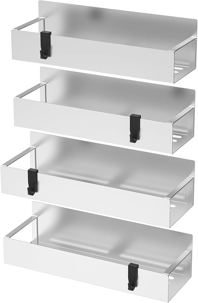 Metal Magnetic Spice Rack for Refrigerator Silver, 4 Pack | Magnetic Shelves Heavy Duty for Fridge in Kitchen, Seasoning Storage Organizer, For Oven Washer and Dryer, For Heavier Items - Image 6