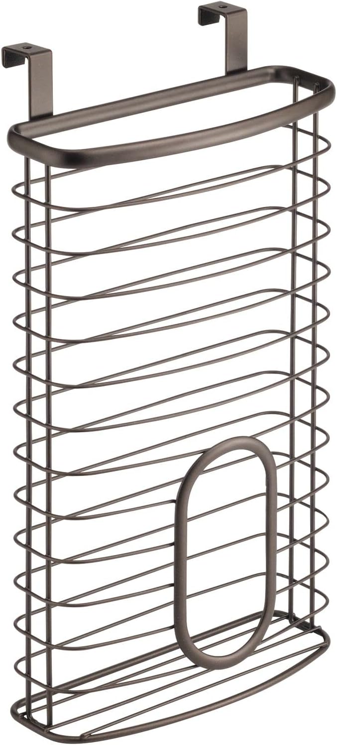 mDesign Over-The-Cabinet Plastic Bag Storage and Grocery Bag Holder, Kitchen Storage - Bronze - Image 9