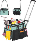 JKAOO Large Rolling Cleaning Caddy Bag with Detachable Trolley, Blue-Green | Waterproof Cleaning Caddy with Wheels, 40L Wheeled Organizer Cart for Supplies, Housekeepers, Home, Office, Car, Picnic by JKAOO
