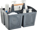 Portable Shower Caddy Basket with 3 Compartments and Handle, Dark Gray | Plastic Divided Cleaning Caddy Organizer for Laundry Rooms, Garages, Bathrooms, RVs, Cabinets and Under-Sink Storage by PAKCHOICE