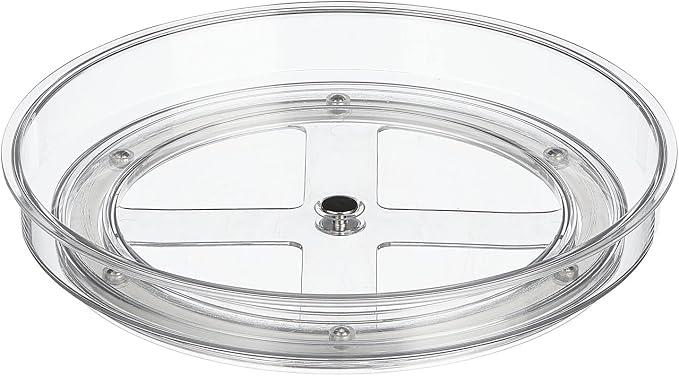 mDesign Lazy Susan Turntable Plastic Spinner for Kitchen/Bathroom, Pantry, Fridge, Cupboards, or Counter Organizing, Fully Rotating Organizer for Food, 9" Round - Lumiere Collection - Clear - Image 7