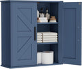 Homleke Bathroom Wall Cabinet, Medicine Cabinet with Adjustable Shelves | 3-Tier Wall Mounted Over Toilet Storage with Barn Doors, for Bathroom, Kitchen, Entryway, Laundry Room, Blue, (7.9" D) by Homleke