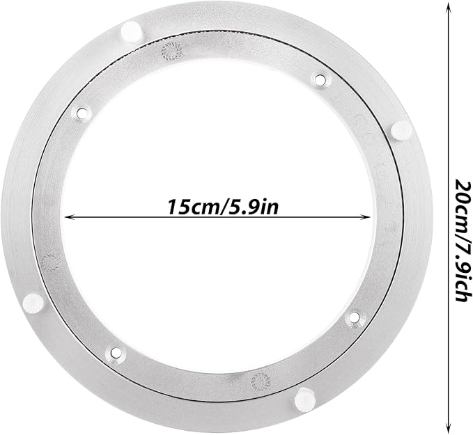 2 Pack 8 Inch Lazy Susan Bearings, Aluminum Swivel Plates | Sealed Rings, Bearing Balls, Non-Slip Rubber Feet, and 5/16 Inch Profile for Wood, Metal, Glass, and Marble Tops - Image 2