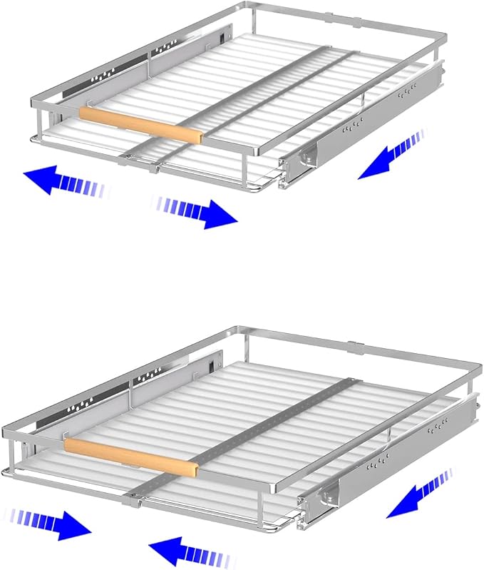 Pull Out Drawer Cabinet Organizer, Expandable Slide Out Storage Shelves - Heavy Duty, Durable and Smooth Slide-Out, 12.3"~18.3" Wide x 22.5" Deep, 2 Pack by KIKIBRO