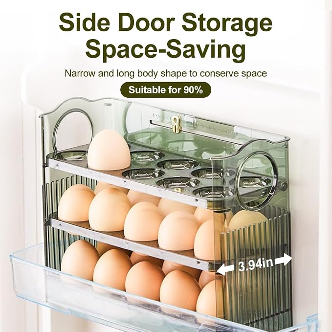 Koja 30-Egg Flip-Up Fridge Organizer - 3-Layer BPA-Free Storage Container - Image 4