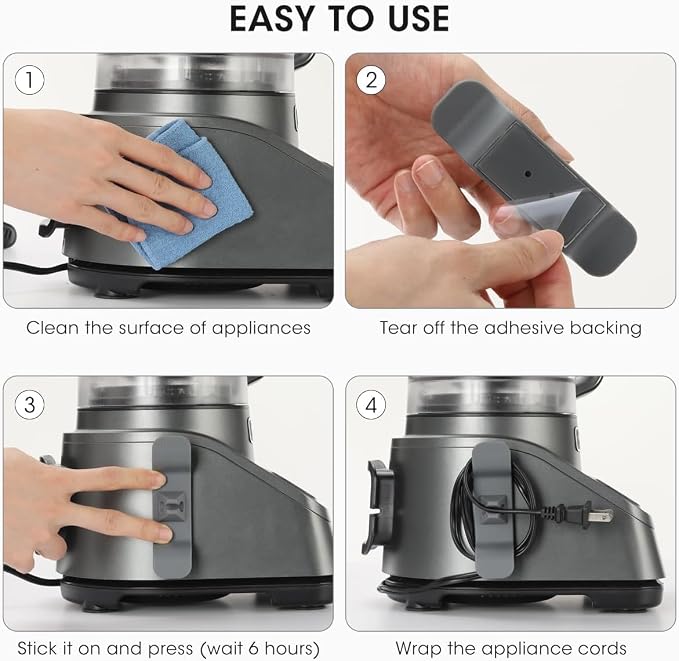 Aieve Cord Organizer for Appliances, 6 Pack Kitchen Appliance Cord Organizer, Appliance Cord Wrapper Cord Holder Cord Keeper Stick on Mixers, Coffee Maker, Pressure Cooker, Blender, Air Fryer - Image 6