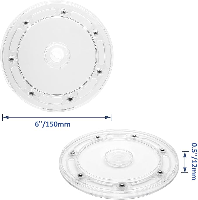 6 Inch Acrylic Turntable Organizer, 2Pcs Clear 360 Degree Rotation | Clear, 360 Degree Rotation, Round Turntable, Kitchen Pantry Table Countertop Cabinet - Image 3