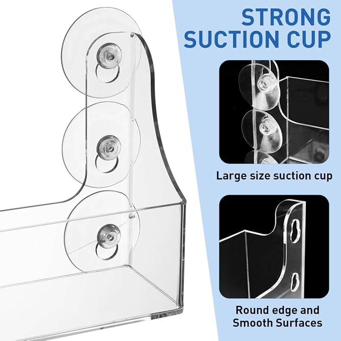 Homoyoyo Suction Cup Fridge Shelf Transparent Beverage Rack for 5 Cans Acrylic Refrigerator Storage Shelf Punch-Free Display Frame for Smooth Surfaces Kitchen Organization - Image 2