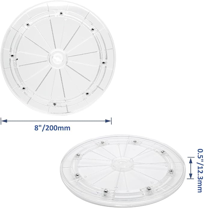 8 Inch 1Pcs Acrylic Turntable Organizer, Clear Rotating | 360 Degree Rotation, Round Turntable, For Kitchen Pantry Table Countertop Cabinet, Decorating - Image 3