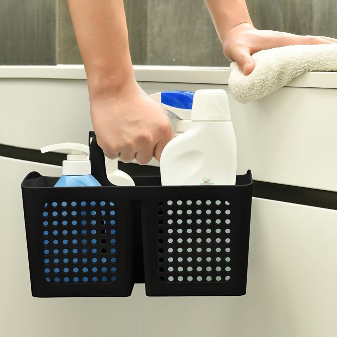Portable Shower Caddy Basket with 3 Compartments and Handle, Black | Plastic Divided Cleaning Caddy Organizer for Bathrooms, Dorm Rooms, Gyms, Laundry Rooms, Garages and RV Storage - Image 5
