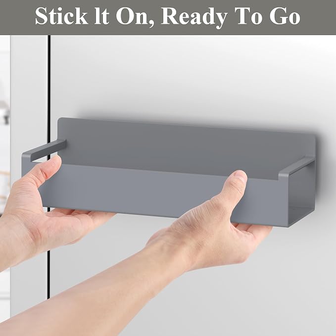 HuggieGems 4 Pack Magnetic Spice Rack Organizer for Refrigerator and Oven, Dark Grey Fridge Organizers and Storage for Kitchen - Image 5