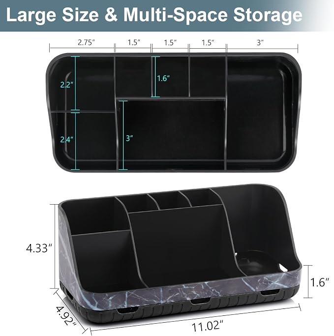 GFWARE Marble Black Toothbrush Holder for Bathrooms, Bathroom Sink Storage | Detachable 7 Slots Kid Electric Toothbrush and Toothpaste Holder, Bathroom Sink Accessories Storage Caddy Marble-Look, Black - Image 7