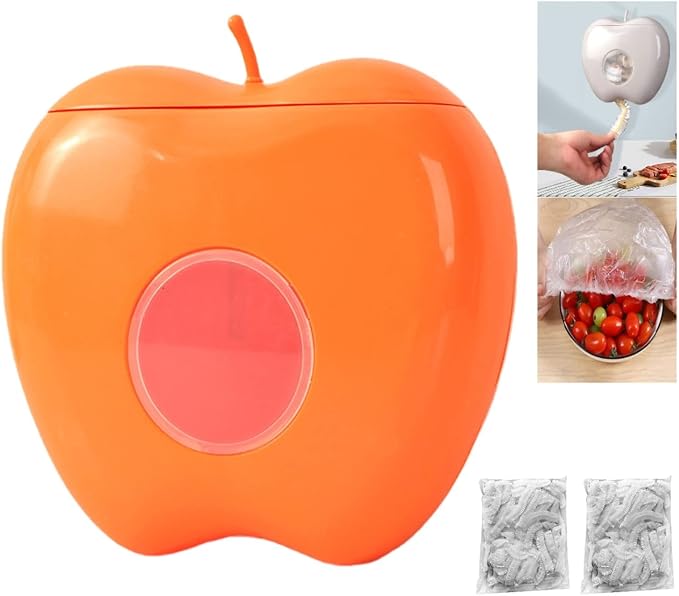 Plastic Food Wrap Storage Box with 200pcs Fresh Keeping Bags, Kitchen Wall Mounted Wrap Bag Organizer (ORANGE) by GYLCTOM