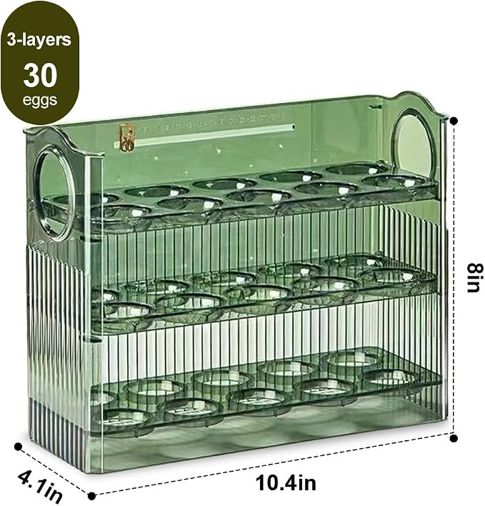 Koja 30-Egg Flip-Up Fridge Organizer - 3-Layer BPA-Free Storage Container - Image 7