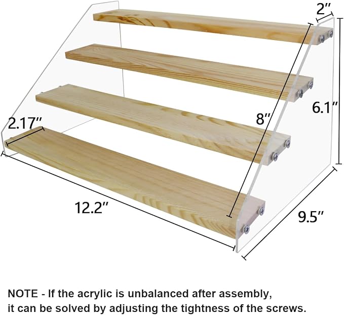 VAEHOLD Spice Rack Organizer for Cabinet & Countertop - Seasoning Organizer Spice Shelf - Space Saving Wooden Display Risers Shelf Showcase Fixtures Jewelry (4 Tier) (Pack of 2) - Image 4